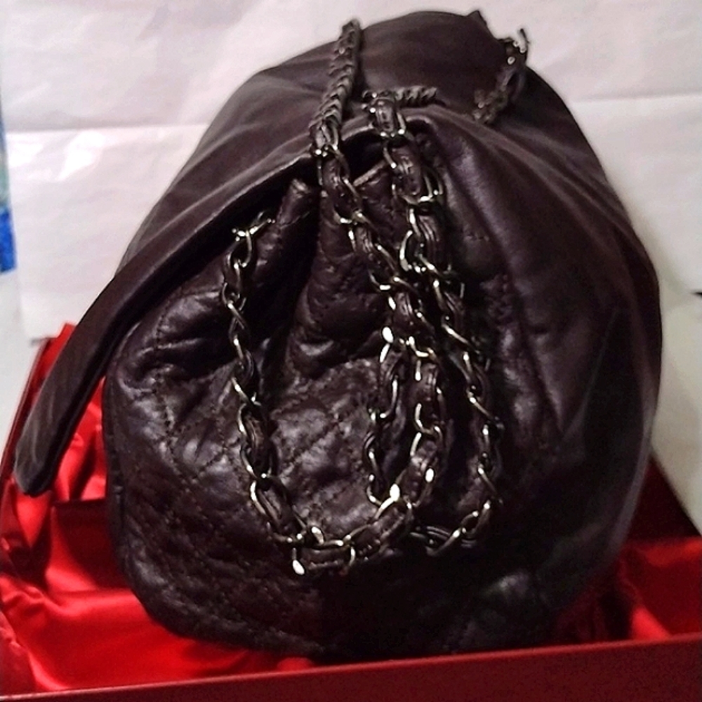 Chanel Chocolate Cartera Quilted Sides Butter Soft Leather Adjustable Chain - Picture 15 of 16